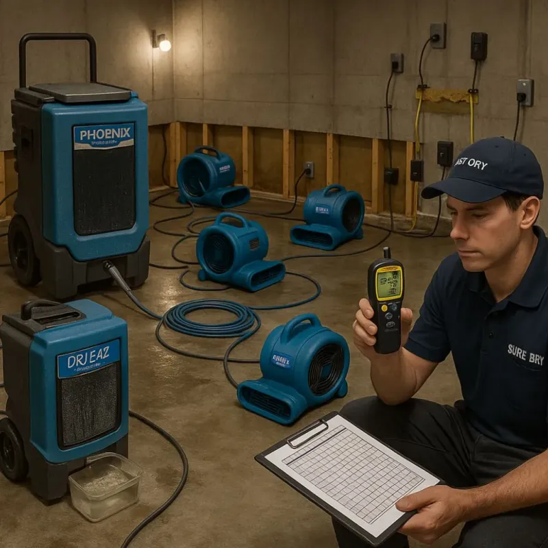Structural Drying and Dehumidification process in San Benito County, CA